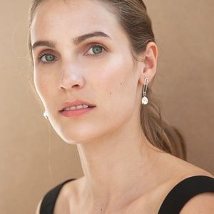 Safety Pin Earring with Pink Crystal Drop